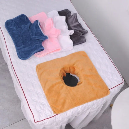 35×35cm Velvet SPA Massage Face Towel – Thickened Table Cover with Face Breath Hole