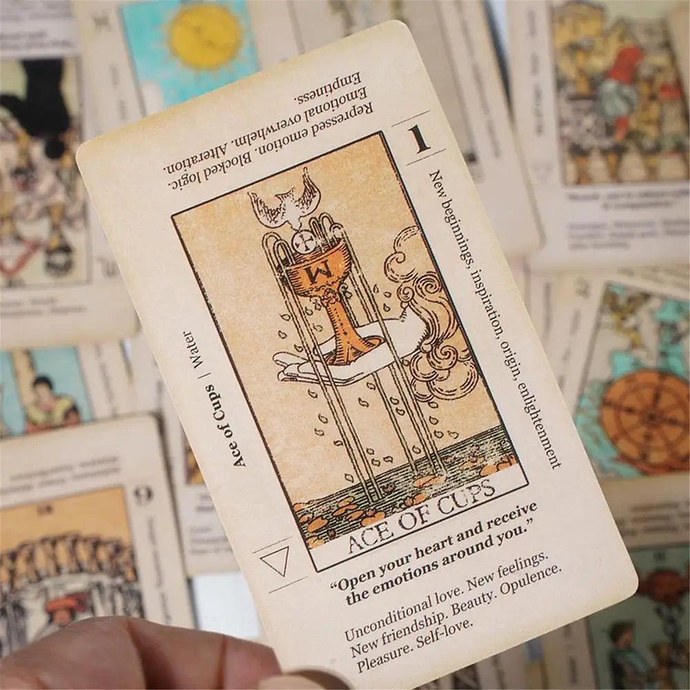 Beginner Tarot Card Deck - 78 Antiqued Tarot Cards with Meanings for Learning & Reading Practice
