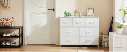 White Wardrobe Closet with 5/7/10 Fabric Drawers – Bedroom Storage Chest Cabinet Furniture