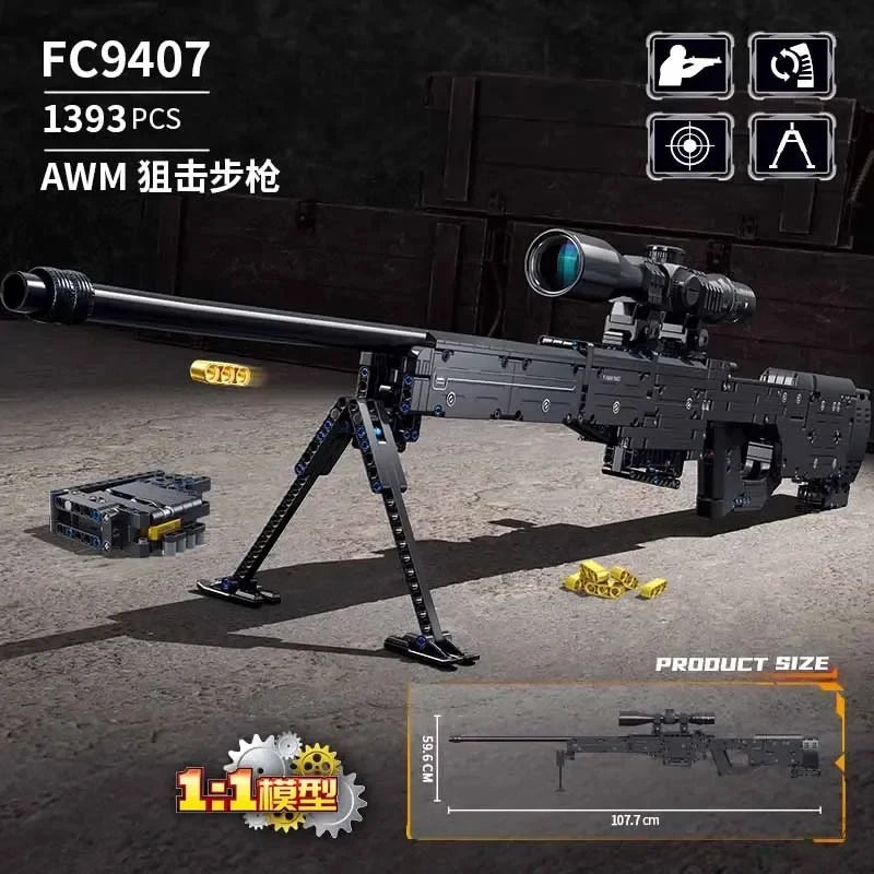 AWM, LR4, M416 & 95 Sniper Rifle Building Block Toy – Realistic Gun Model for Kids, Educational & Holiday Gift