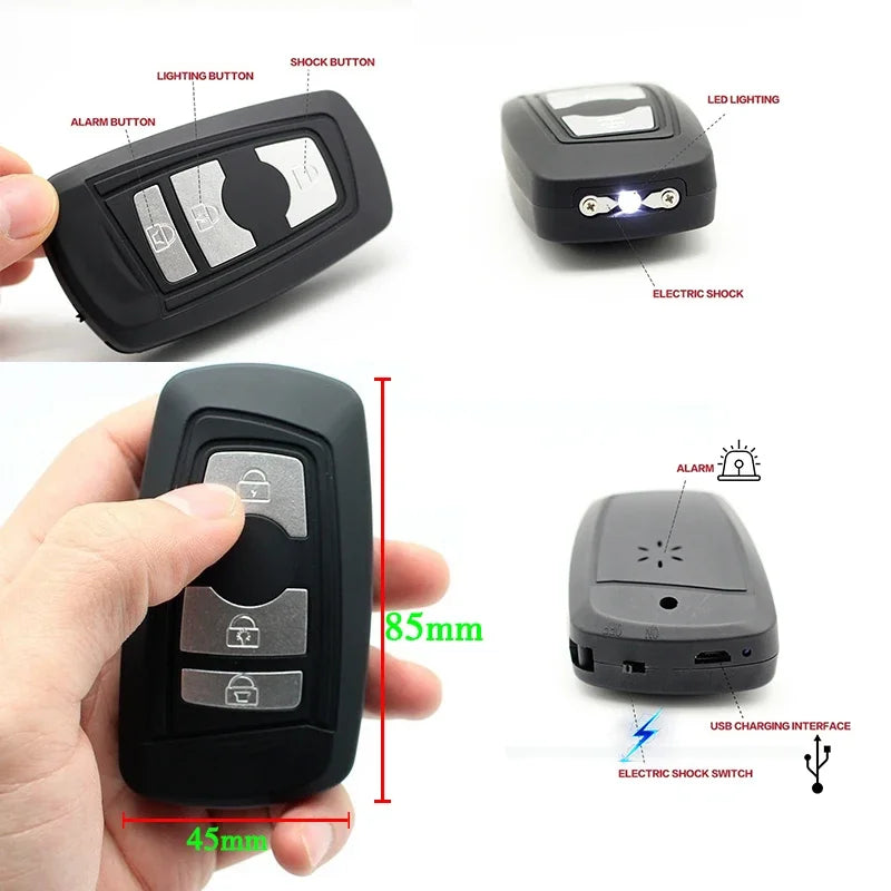 Mini Car Key Stun Gun — Portable Self-Defense Pendant for Outdoor Use