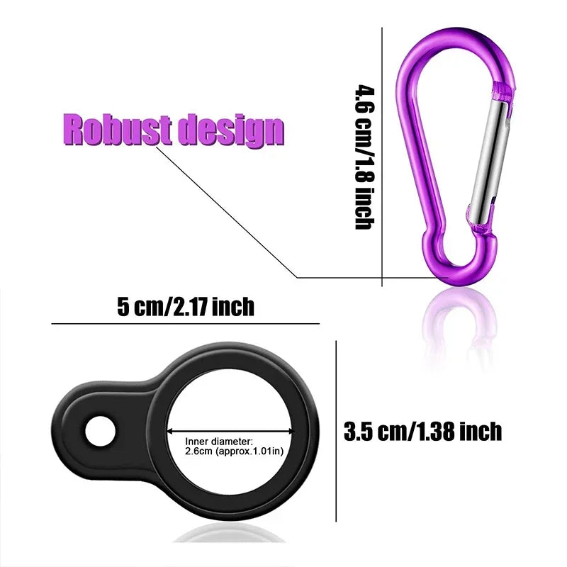 Aluminum Sports Kettle Buckle – Outdoor Carabiner Water Bottle Holder with Rubber Hook for Camping & Hiking