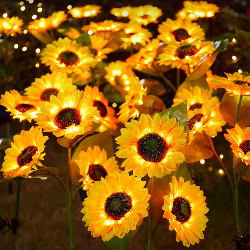 3 Heads LED Solar Sunflower Light – Garden and Lawn Night Lights, Landscape Lamp for Home Decoration and Christmas