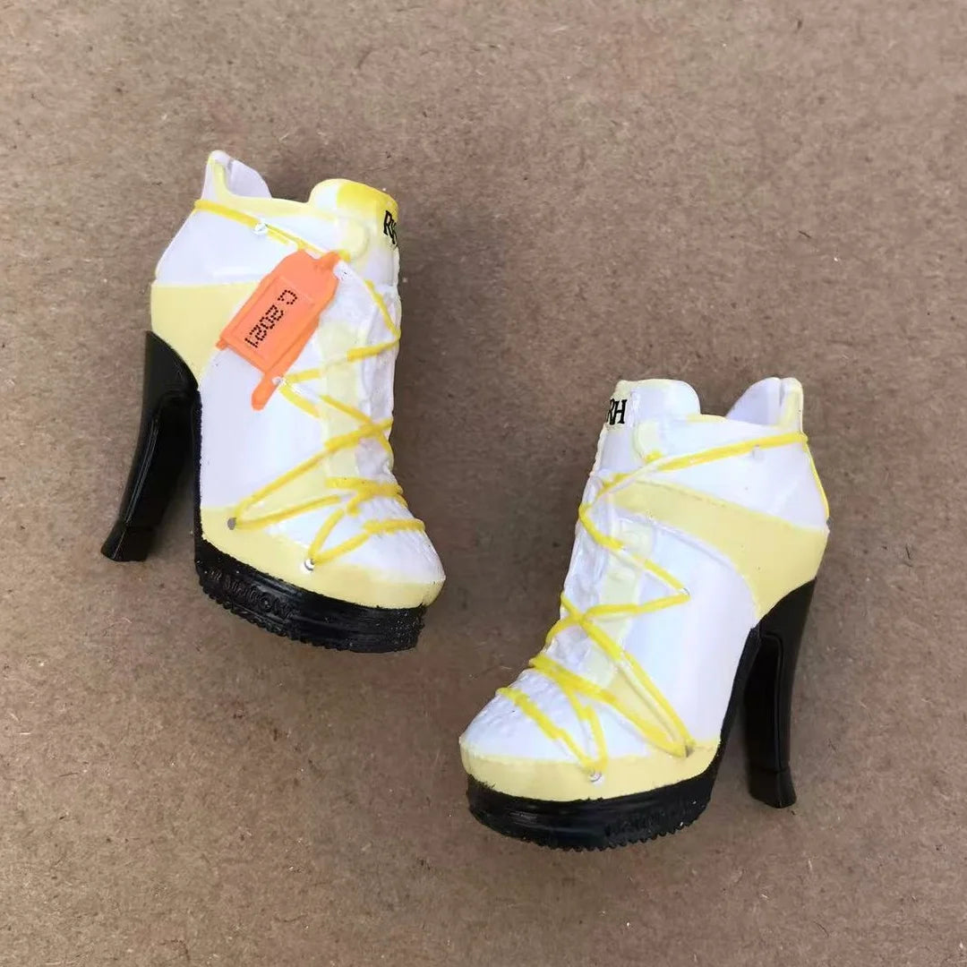 Rainbow Doll Shoes – Boots, Sandals & High Heels for DIY Doll Dressing in Black, Green & Red