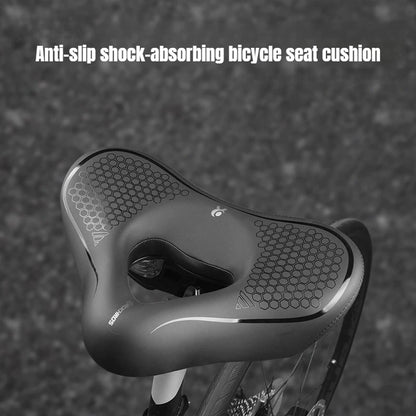 Bicycle Saddle Cushion - Wide Thick Shock-Absorbing Comfortable Seat for MTB, Touring & E-Bikes