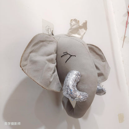 Handmade 3D Felt Animal Heads — Elephant & Swan Wall Hanging Decor for Nursery & Kids’ Bedroom