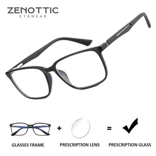 ZENOTTIC Square Prescription Glasses - 2025 Fashion Unisex Anti Blue Light Photochromic Myopia & Hyperopia Eyewear