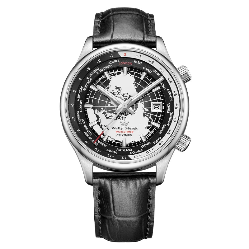 WM Welly Merck Automatic Mechanical Men’s Watch — High-Quality Sapphire, World Time, WM057 Luxury Timepiece