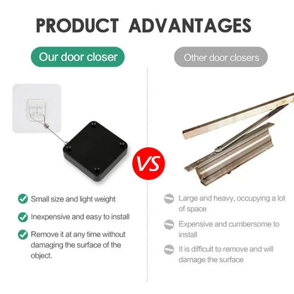Automatic Sensor Door Closer - Punch-free, Adjustable Surface Door Stopper - Effortless Home Improvement for Self-Closing Doors