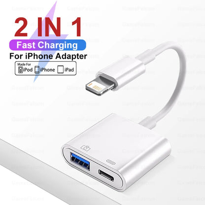 OTG Adapter for iPhone – Lightning to USB 3.0 Converter for iPhone 14/13/12/11/XR/8 Plus, Supports Mouse, Keyboard, Camera & Card Reader