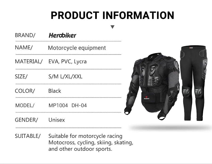 5XL Men's Motorcycle Jacket – Full Body Armor Protection for Motocross, Enduro Racing, Moto Gear & Protective Clothing