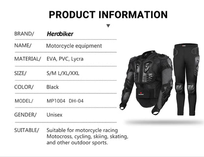 5XL Men's Motorcycle Jacket – Full Body Armor Protection for Motocross, Enduro Racing, Moto Gear & Protective Clothing