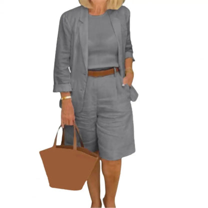 Women’s Cotton Linen 2 Piece Set - Lightweight Elastic Waist Shorts Summer Casual Outfit