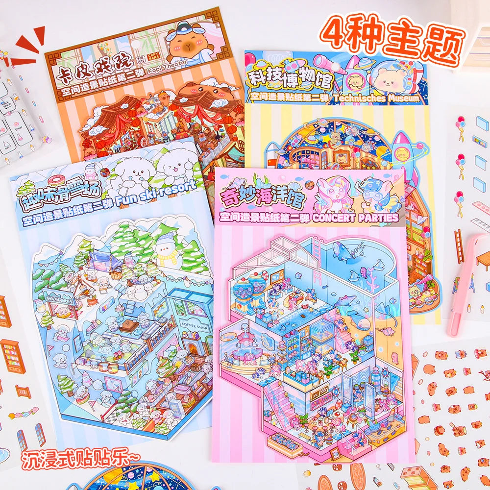 DIY Plus Size 3D Treasure Box World Landscape Stickers - Pocket Cabin Scene | Creative Gift for Kids