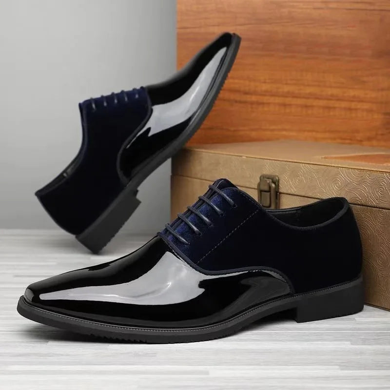Men’s Patent Leather Oxford Shoes - Elegant Formal Business Casual and Wedding Dress Shoes in Multiple Colors