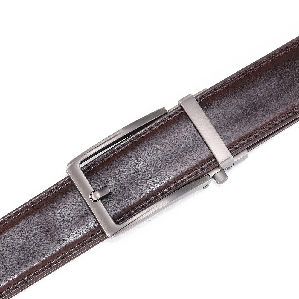 Men’s Luxury Leather Click Belt – Automatic Buckle Designer Waist Strap for Jeans (Blue, 3.5cm)