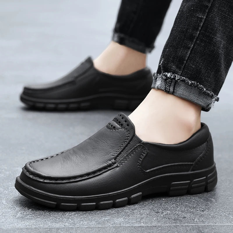 Chef Shoes for Men – Anti-Slip, Oil-Resistant Leather Work Shoes, Plus Size Business Casual with Soft Sole & Comfort