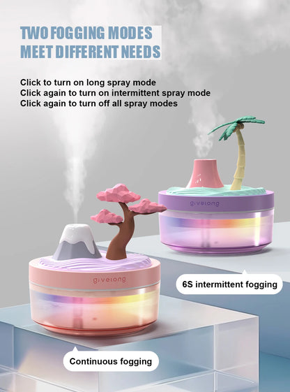 Landscape Air Humidifier – Small USB Spray, Silent Hydration for Bedroom, Desktop & Car, Aromatherapy Diffuser