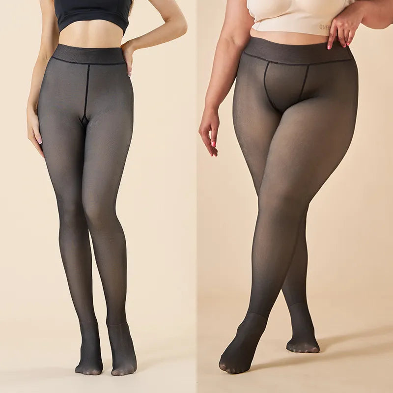 Thick Thermal High Waist Pantyhose - Women's Warm Winter Translucent Tights Stockings, Sexy Slim Leggings