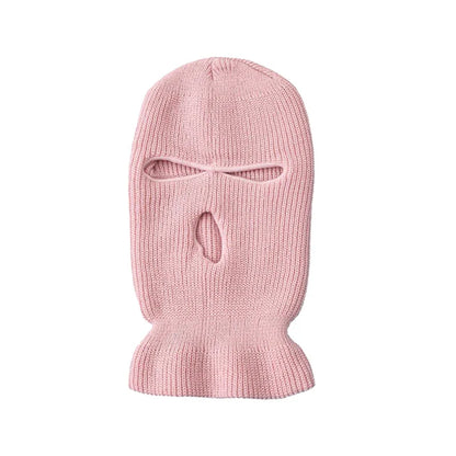 Motorcycle Windproof Full Face Knit Hat - Custom Ski Mask for Men, Warm Wool Balaclava with 3 Holes, Embroidered Winter Ski Mask