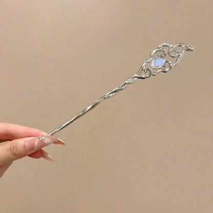 3-Piece Moonstone Star Hairpin Set - Elegant Alloy Hair Sticks & Decorative Accessories for Women