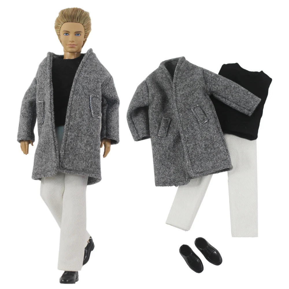 12" Ken Doll Clothes — Woolen Overcoat Outfit with Multiple Styles to Choose From