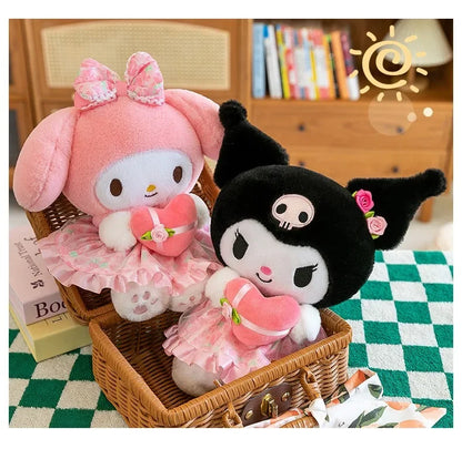Sanrio Kuromi Plush Toy – 30cm Cinnamoroll & Melody Stuffed Doll, Soft & Comfortable, Valentine's Day & Birthday Gift