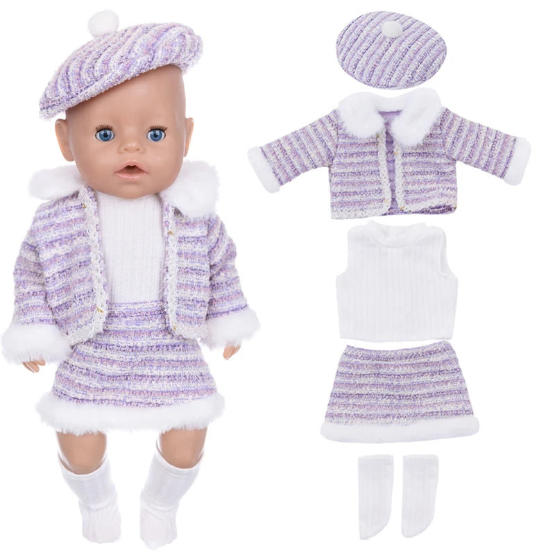 18-Inch Girl Doll Winter Coat — 43cm Baby Doll Jacket Outfit for Dressing