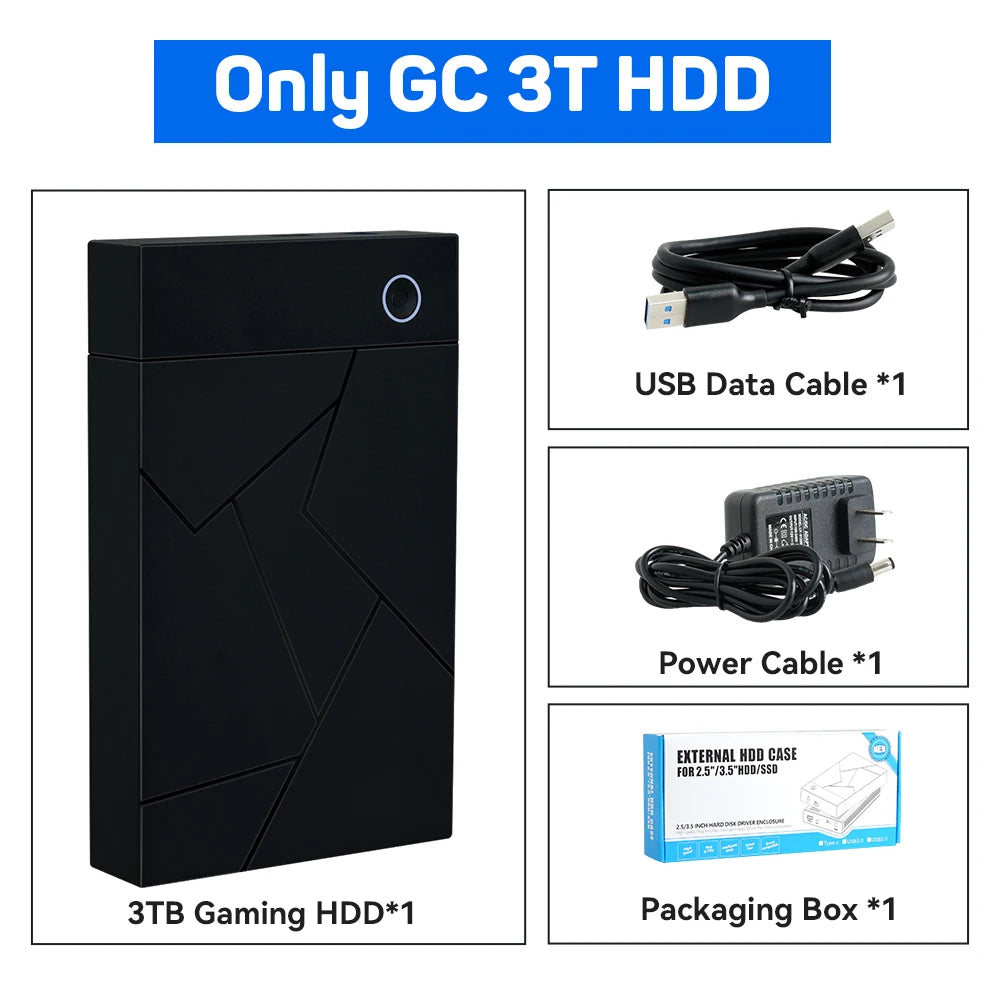 3TB Portable Gaming HDD – 17,300+ AAA/3D/Retro Games for PS4/PS3/PS2/Switch/Wii with LaunchBox/Retrobat/Playnite