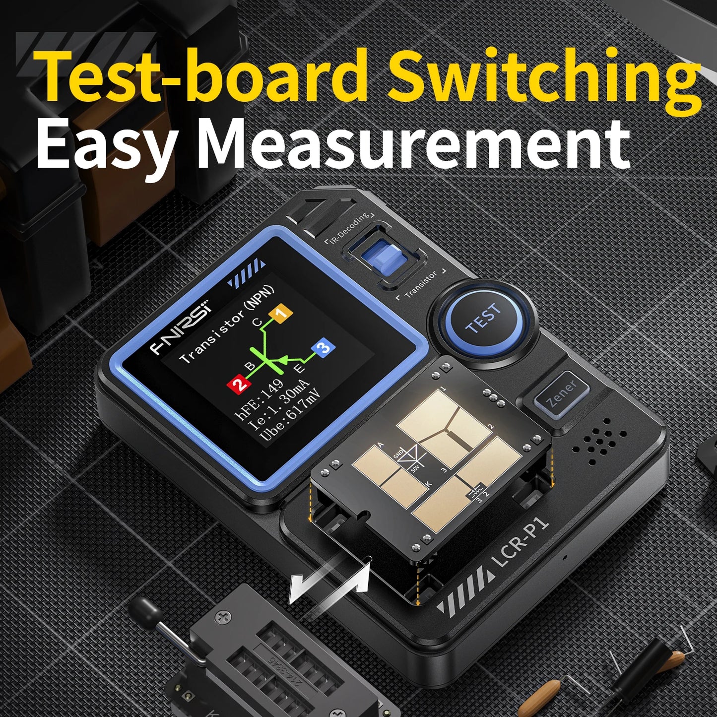 FNIRSI LCR-P1 Multifunctional Transistor Tester & LCR ESR Multimeter for Diodes, Capacitance, Resistance