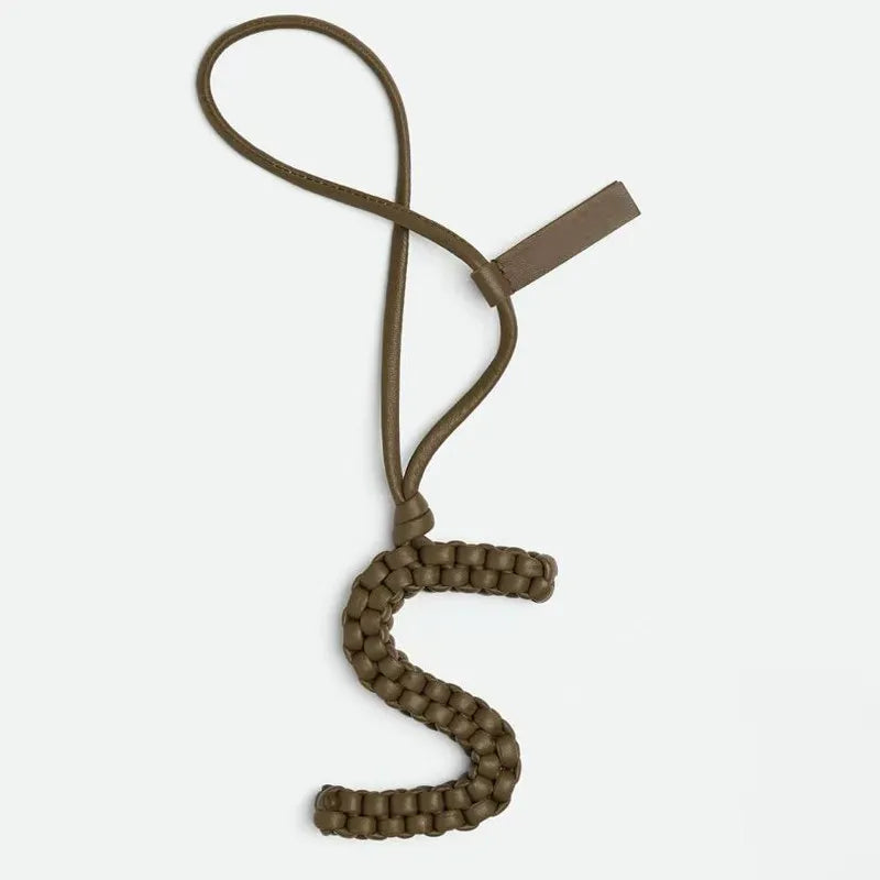 Woven Leather Letter Bag Charm – Luxury Handwoven Pendant Ornament for Women’s Handbags, Fashionable Bag Decoration Accessory