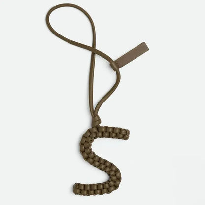 Woven Leather Letter Bag Charm – Luxury Handwoven Pendant Ornament for Women’s Handbags, Fashionable Bag Decoration Accessory