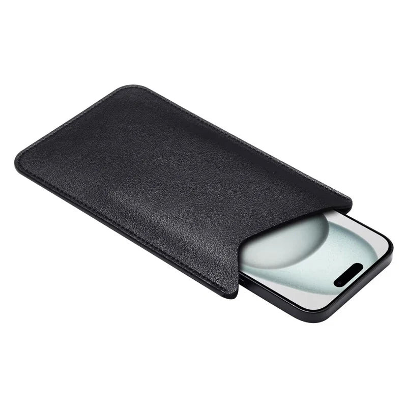 Universal PU Leather Phone Pouch - Protective Mobile Phone Bag for iPhone, Samsung, Xiaomi & Huawei Devices