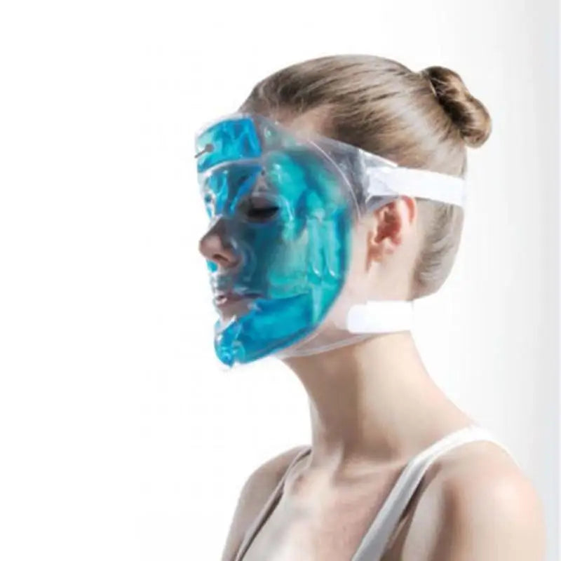 Cold Gel Face Mask — Blue Full-Face Ice Compress for Moisturizing, Relaxation & Facial Care