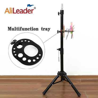 Multifunction Wig Stand — 3-Holder Tripod for Mannequin Heads, Training Dolls & Canvas Blocks
