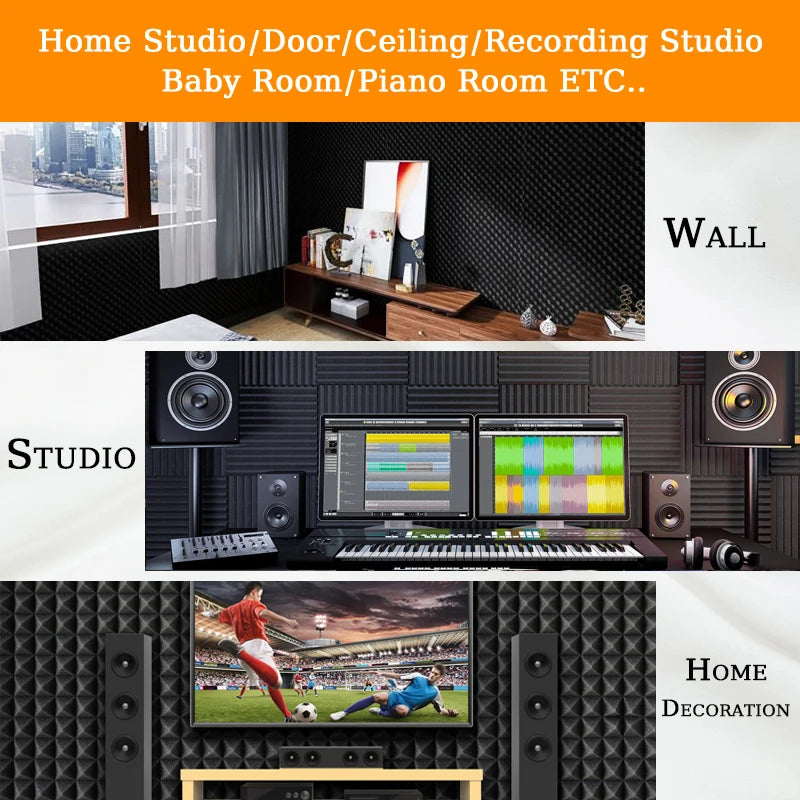 TOUO Acoustic Foam Panels 6–48 Pack Studio Soundproof Wall Panels – Sound Absorbing Sponge for Home, KTV & Recording Rooms