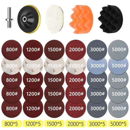 3-Inch Headlight Repair & Restoration Kit — Car Polishing Disc with Auto Waxing Sponge and Sandpaper for Detailing
