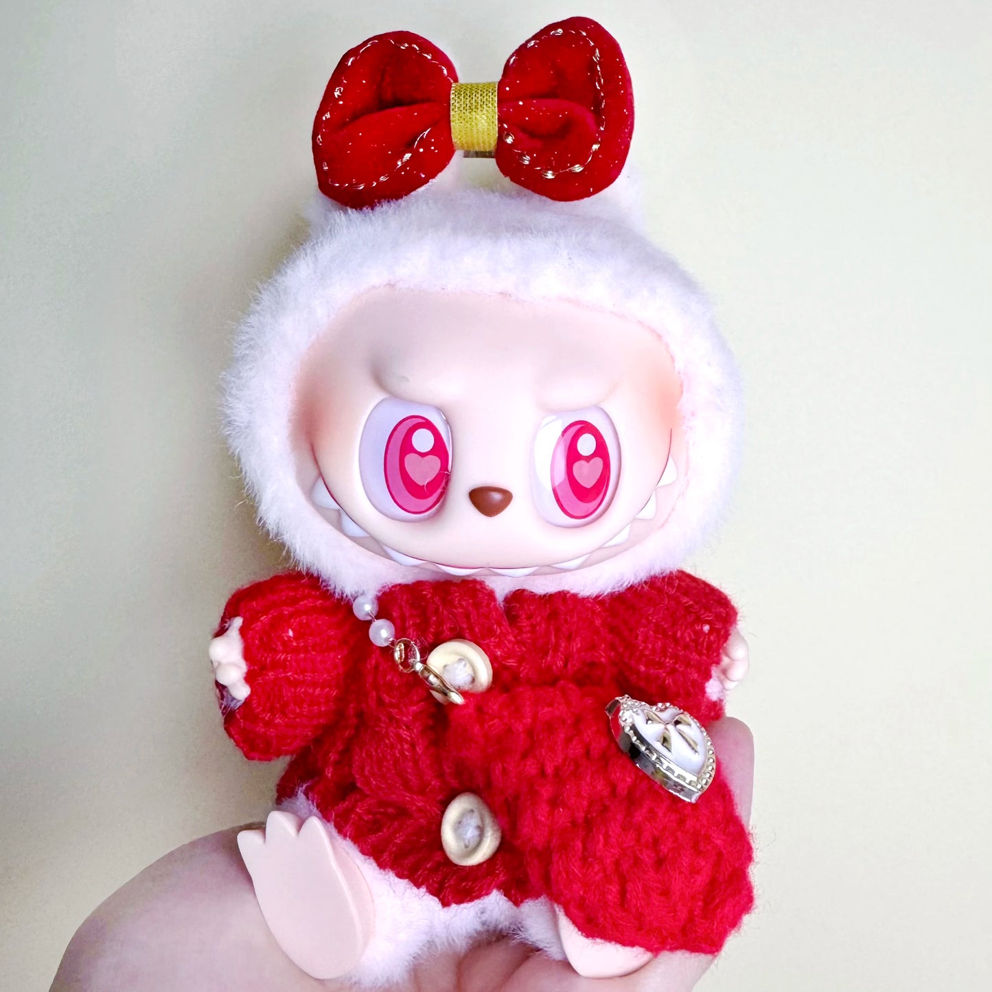 17cm Labubu Plush Doll Clothes – Macaron Outfit, Hair Accessories, DIY Clothing for V1 V2 Dolls & Kids Gift