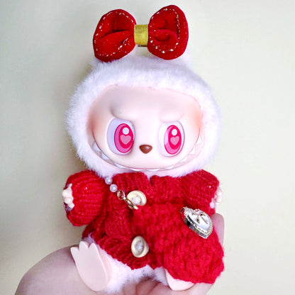 17cm Labubu Plush Doll Clothes – Macaron Outfit, Hair Accessories, DIY Clothing for V1 V2 Dolls & Kids Gift