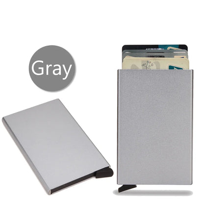 RFID Credit Card Holder Metal Slim Wallet for Men & Women, Pop-Up Minimalist Small Black Purse, Mini Wallet