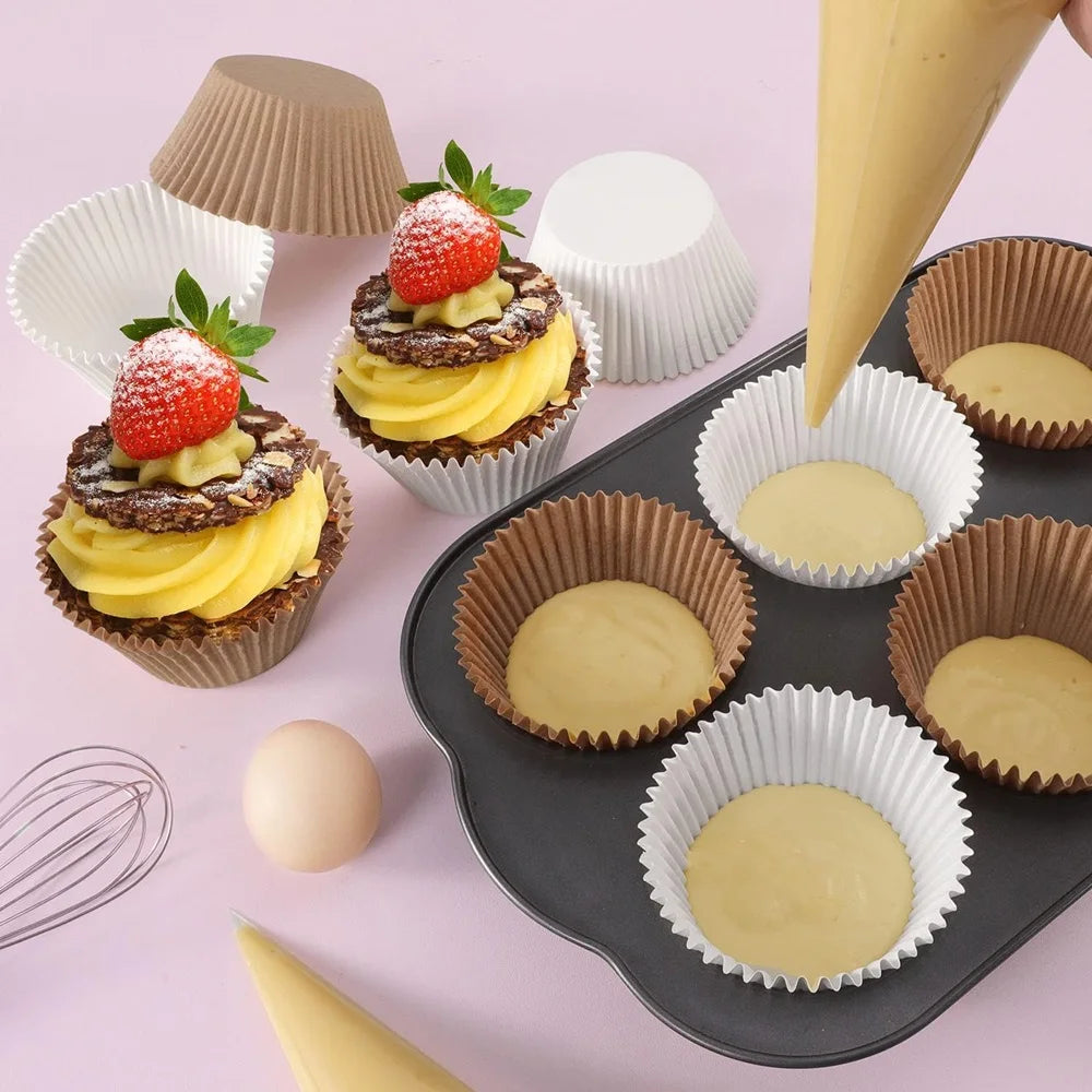 200PCS White Cupcake Liners Non-Stick Muffin Baking Cups for Wedding & Kitchen Use