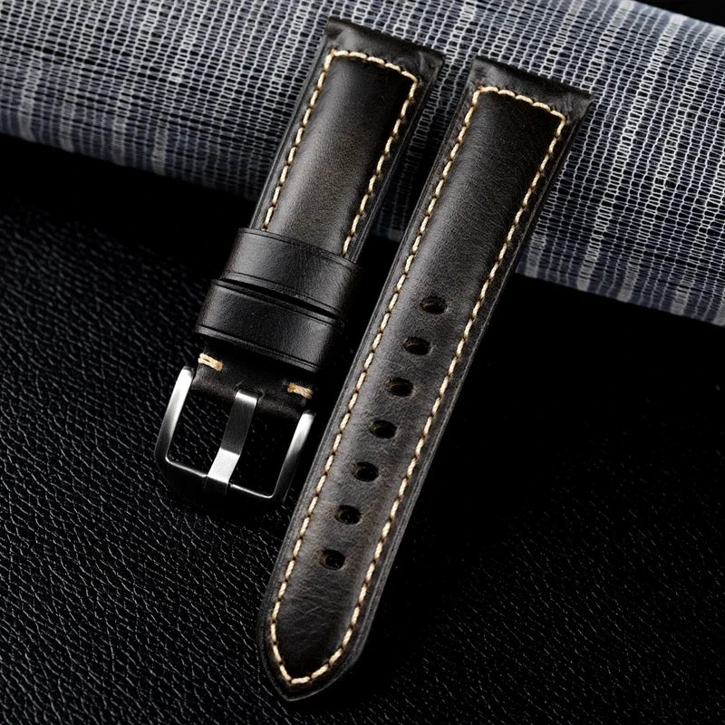 Genuine Calfskin Leather Watch Strap – 20mm & 22mm for Huawei Watch GT 4/3, Amazfit GTR & Galaxy Watch 5/6