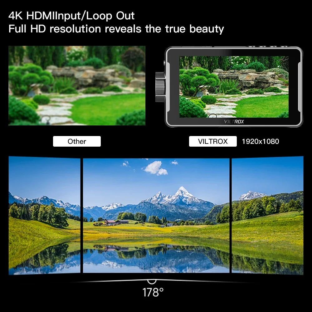 VILTROX DC-550 5.5” 4K HDMI Touch Screen Camera Monitor – 1920x1080 Full HD Studio Field Monitor with 3D LUT for Professional Video Shooting & Director Use