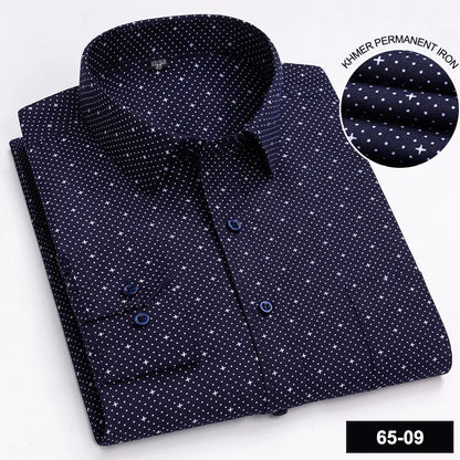 Men’s Plaid Stripe Long Sleeve Shirt - Casual Business Formal Office Shirt with Single Pocket for All Seasons