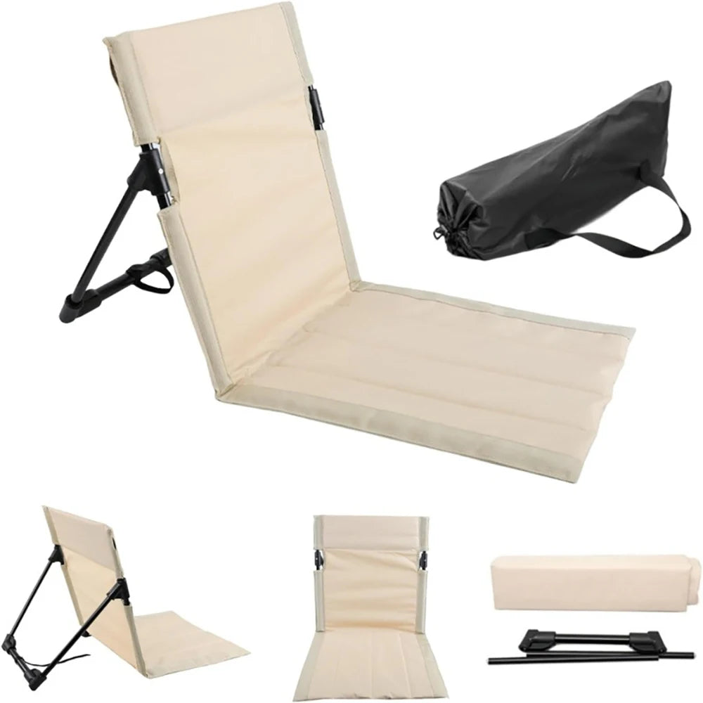 Foldable Outdoor Camping Chair – Portable Garden & Beach Lazy Chair with Backrest Cushion for Picnic, Travel & Relaxation