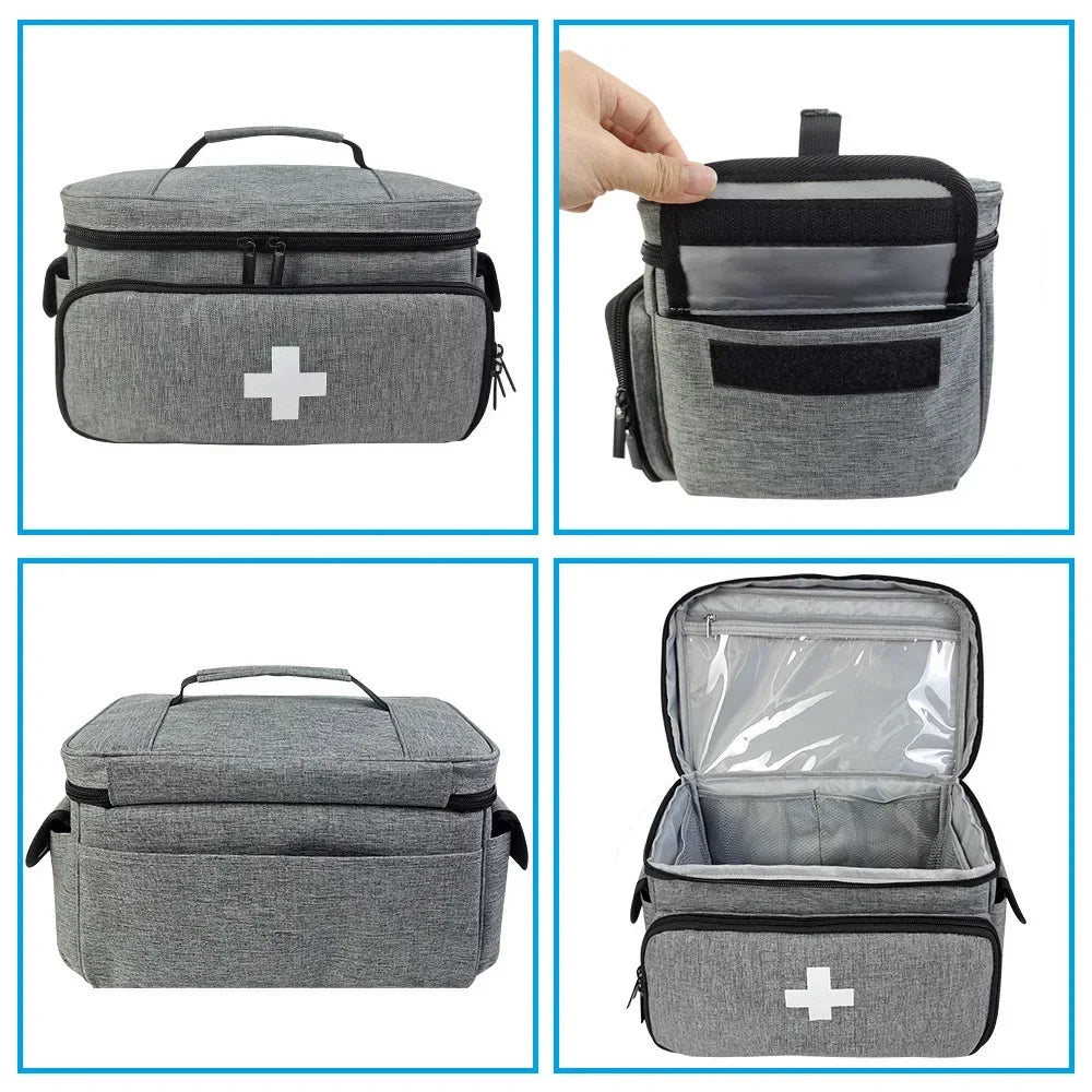 Travel First Aid Kit Bag — Multifunctional Medical Storage Organizer with Layered Medicine Boxes