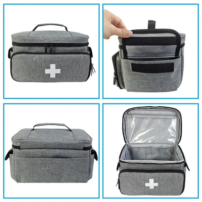 Travel First Aid Kit Bag — Multifunctional Medical Storage Organizer with Layered Medicine Boxes
