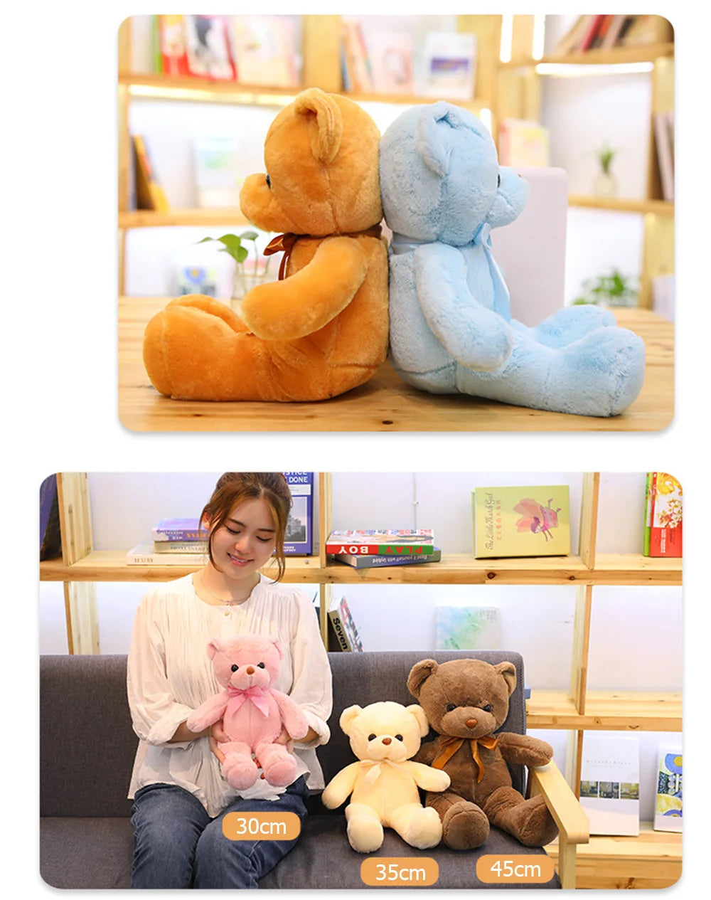 Cute Teddy Bear Plush Toy — Soft Stuffed Animal, Kawaii Cat & Baby Sleeping Plush for Kids, Girls, Home Decor & Gift