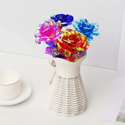 10PCS 24K Foil Plated Rose Gold Roses – Valentine’s Day, Wedding & Forever Love Decorative Gift