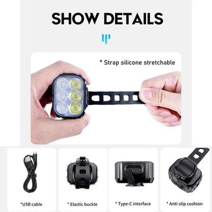 USB Rechargeable Bicycle Light Set – Waterproof LED Front Headlight & Rear Taillight for Mountain and Road Bikes